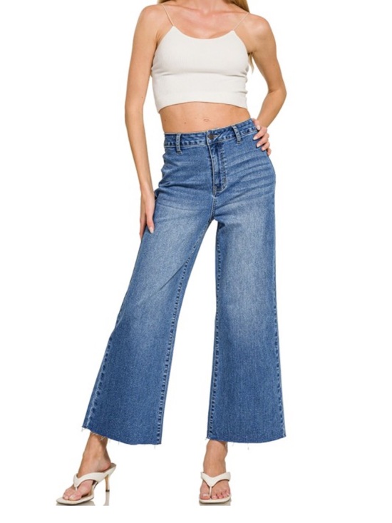 Zenana Outfitters Denim - NWT Zenana High Waist Wide Leg Straight Denim Pants size medium stretch